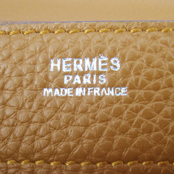 Replica Hermes Leather Small Briefcase Light Coffee 2813